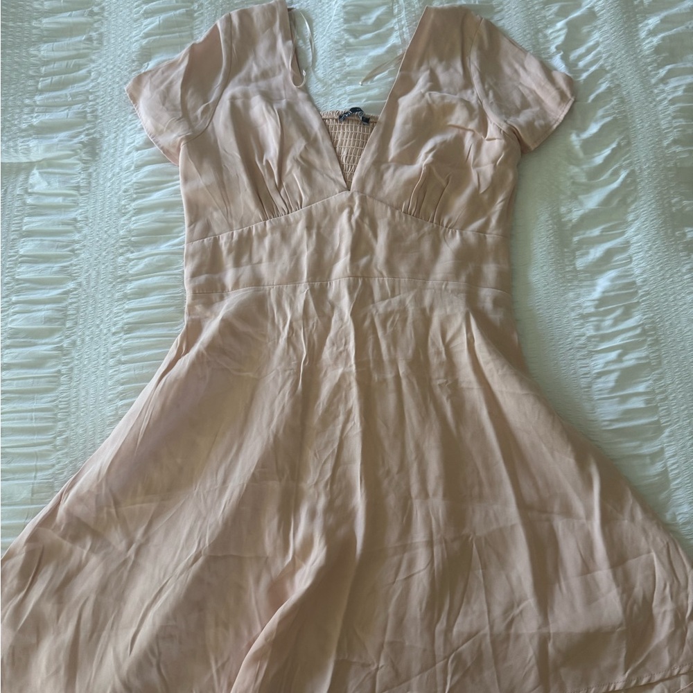 Zara Blush V-Neck Fit & Flare Dress
